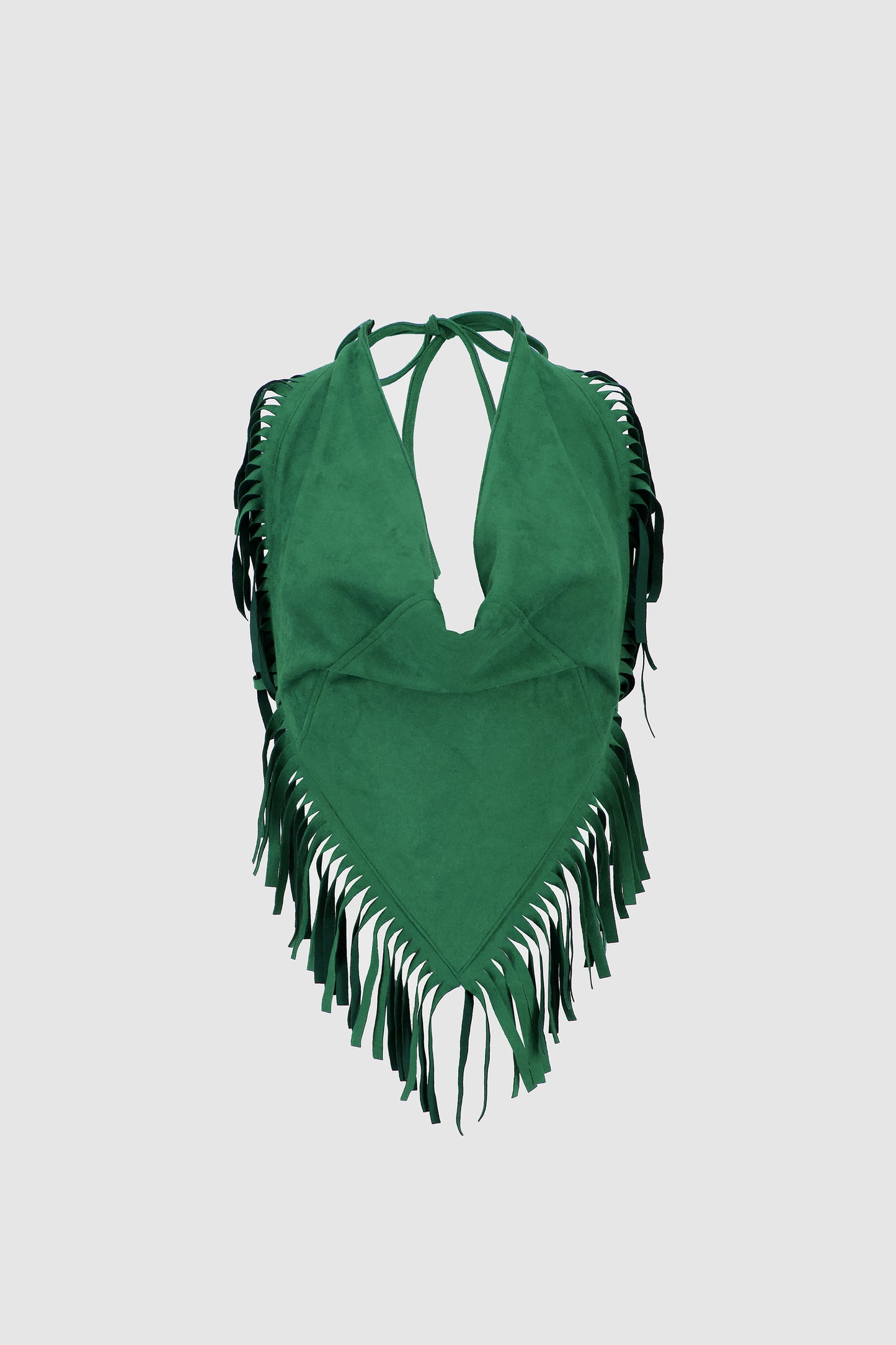 Suede Fringed Halter -Green