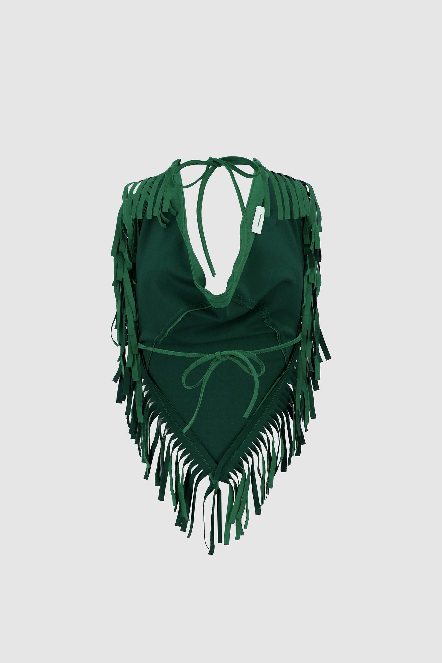 Suede Fringed Halter -Green