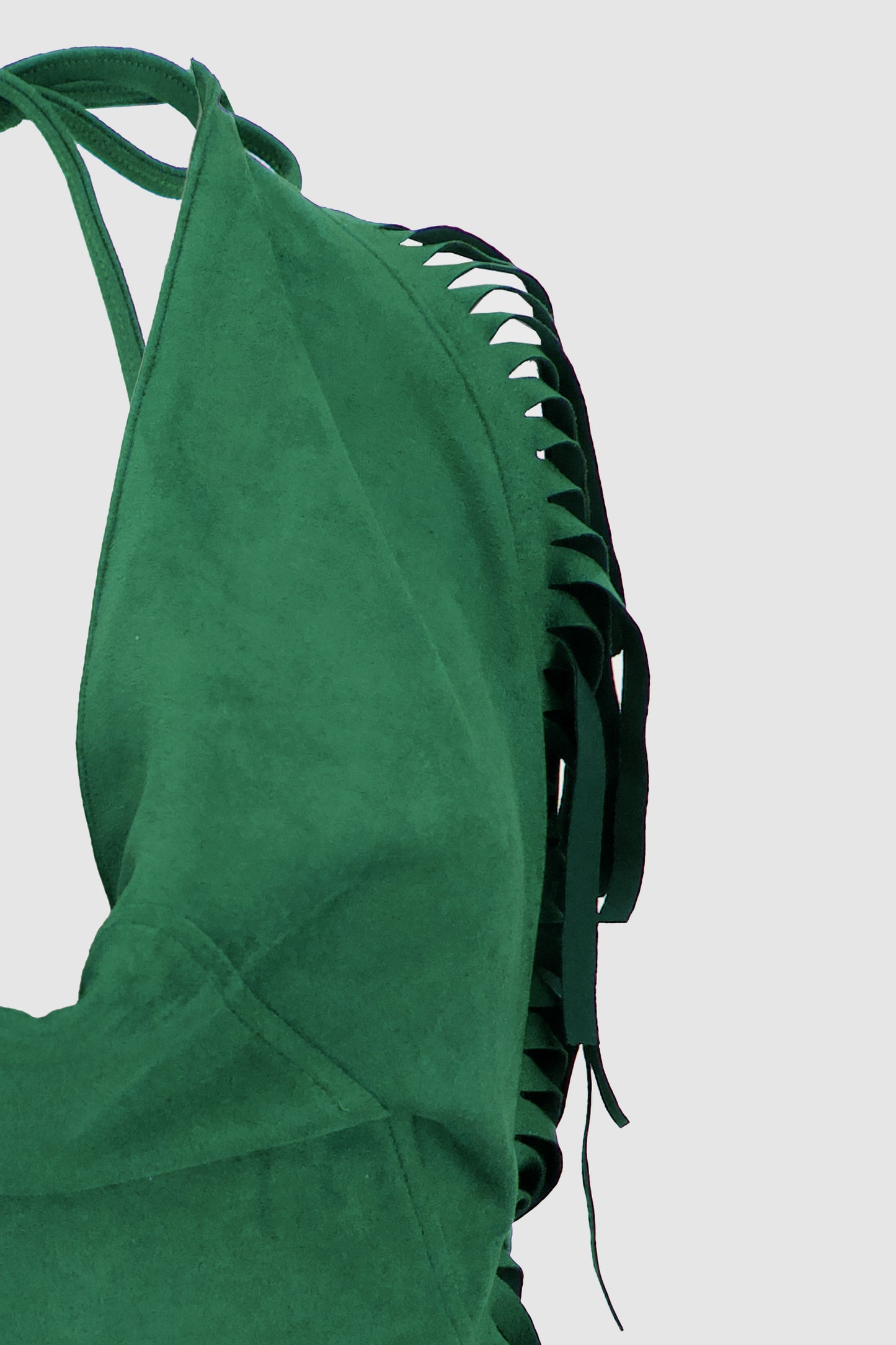 Suede Fringed Halter -Green