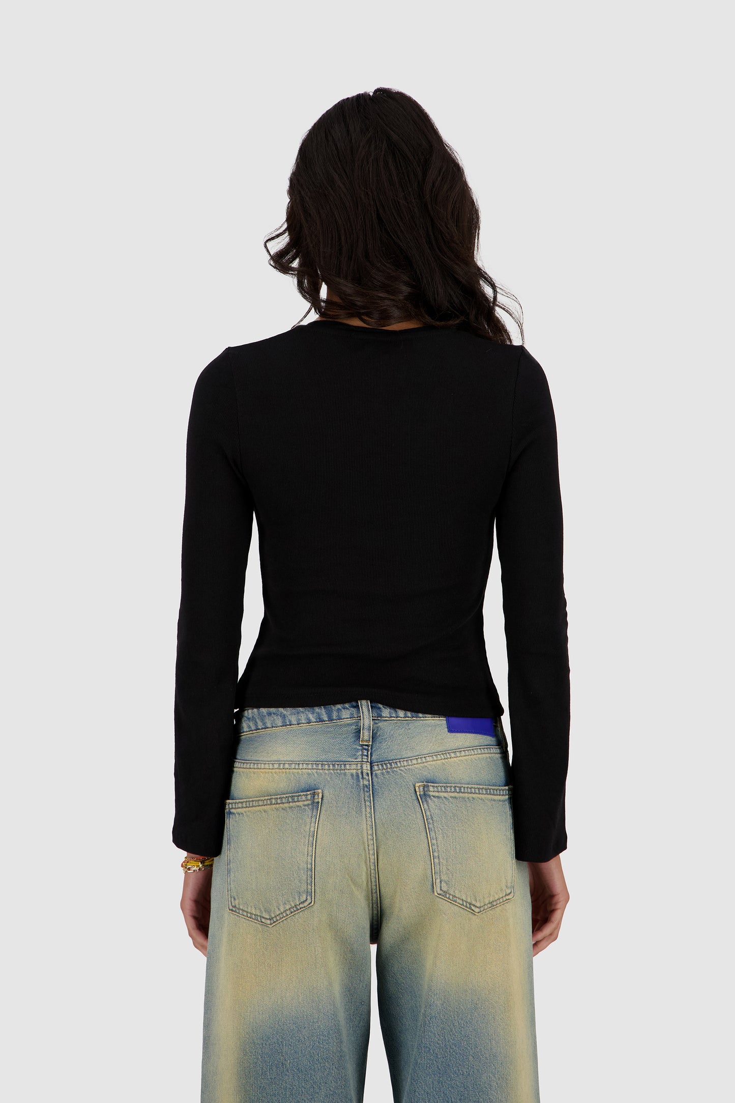 Lace Vee Top -Black