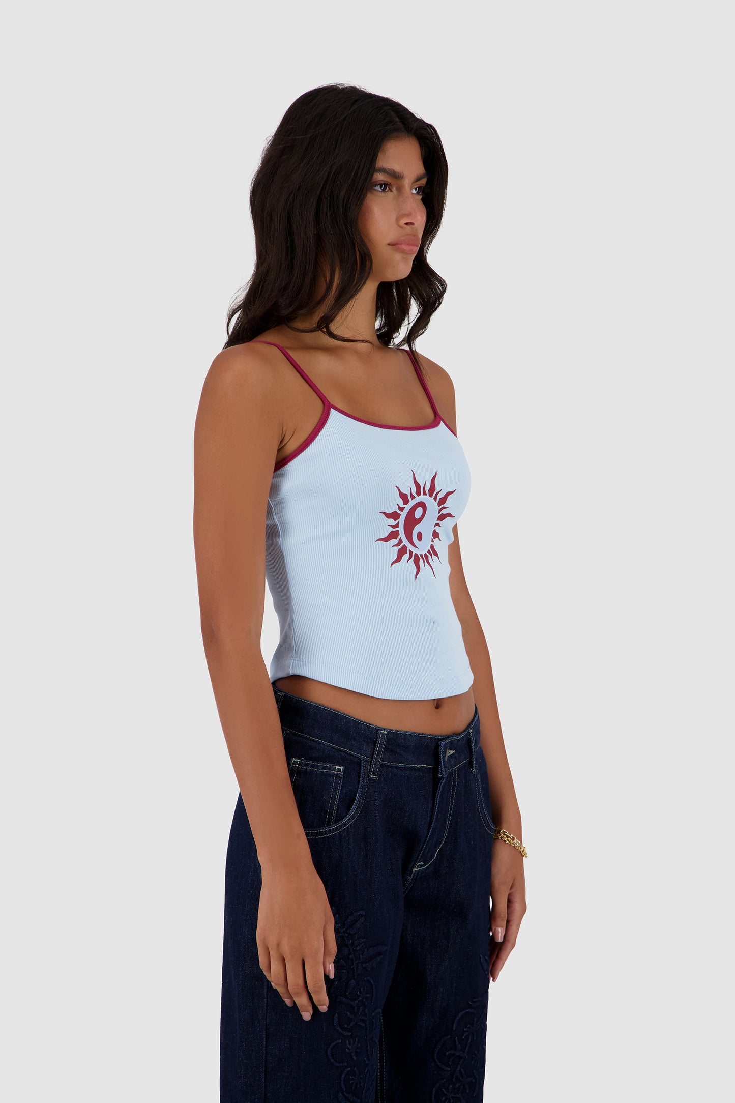 Contrast Straps Tank -Baby Blue
