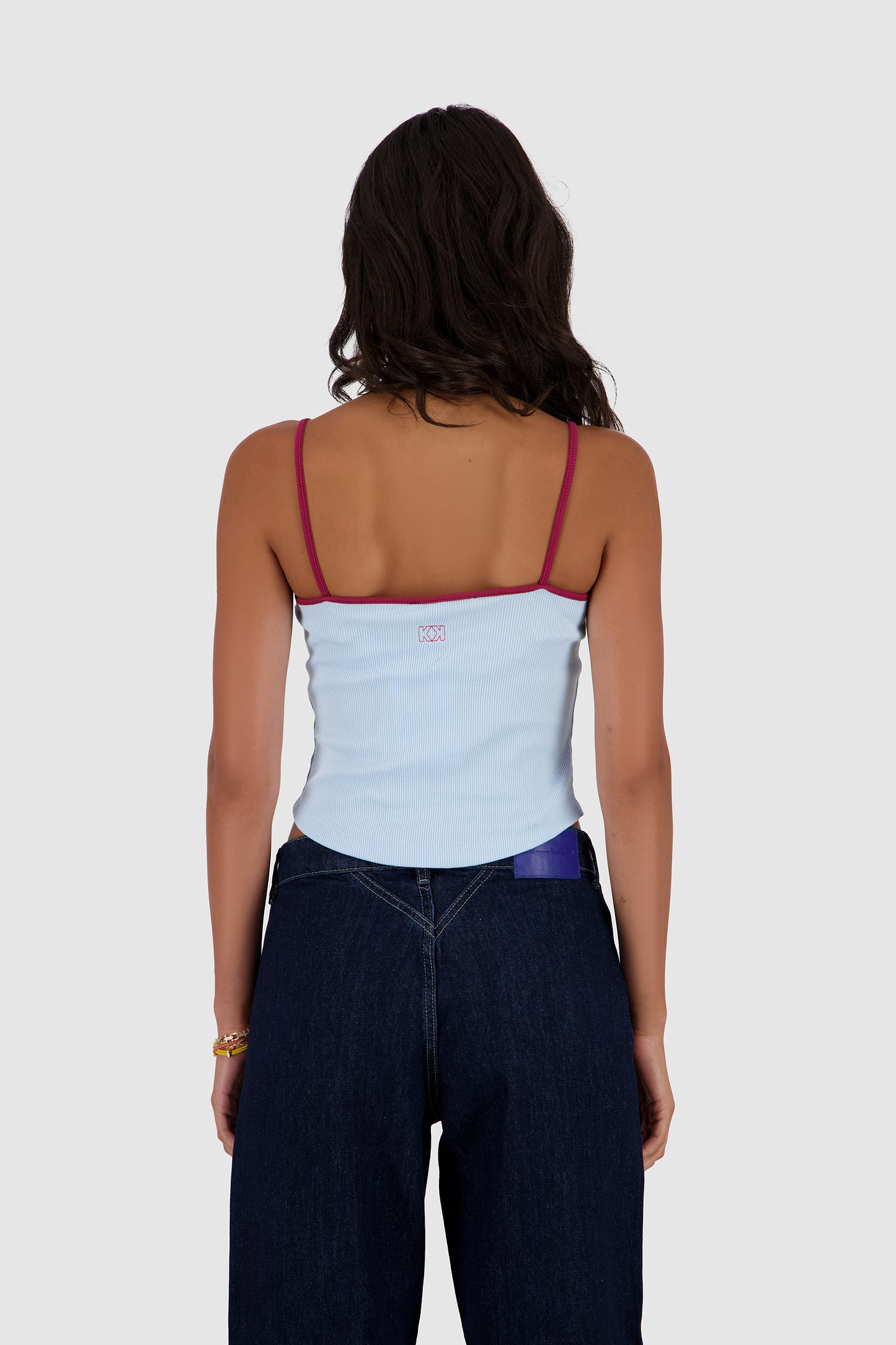 Contrast Straps Tank -Baby Blue