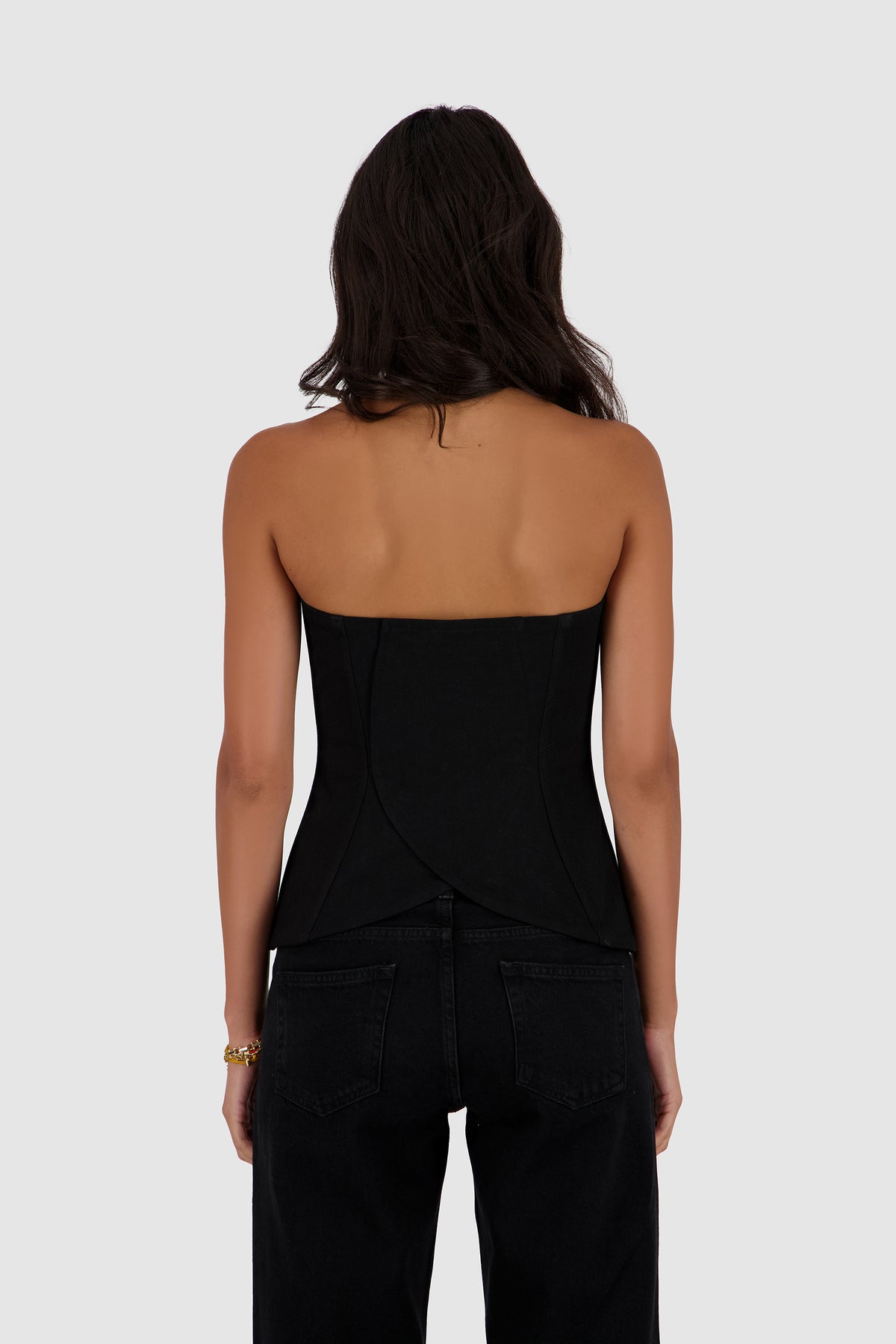 Buttoned Bustier -Black