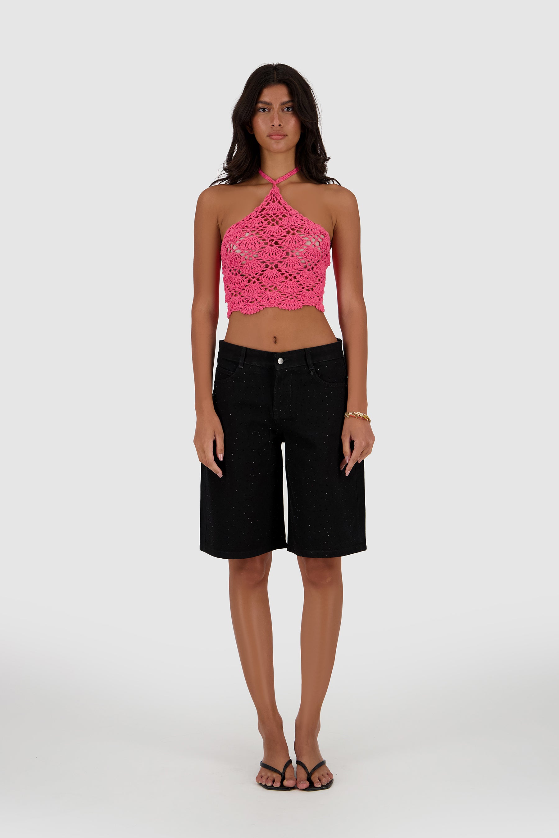 Crochet Seashells Top -Pink
