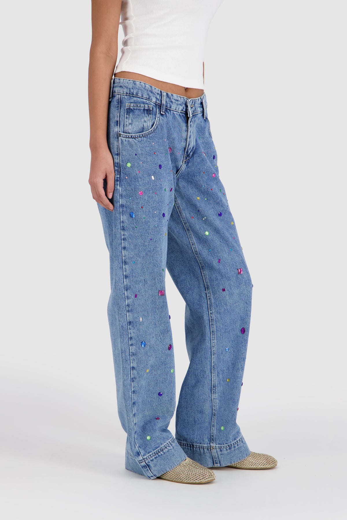 Full Be-Dazzled Destiny Jeans -Stone Blue