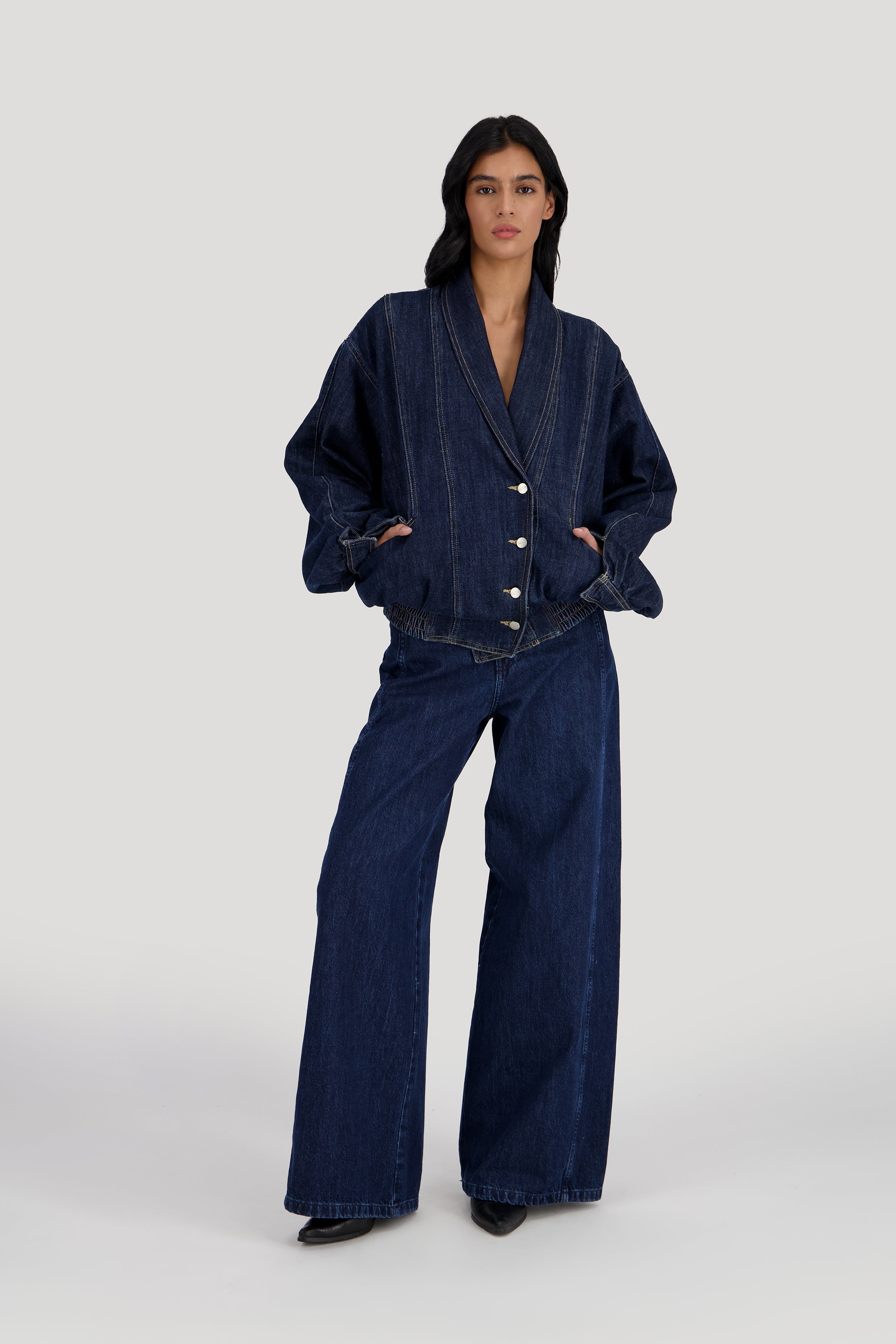 Denim Bomber Jacket -Midnight Blue