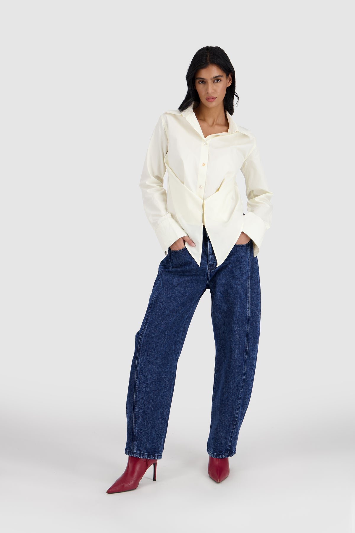 Cinched Waist Shirt -Off White