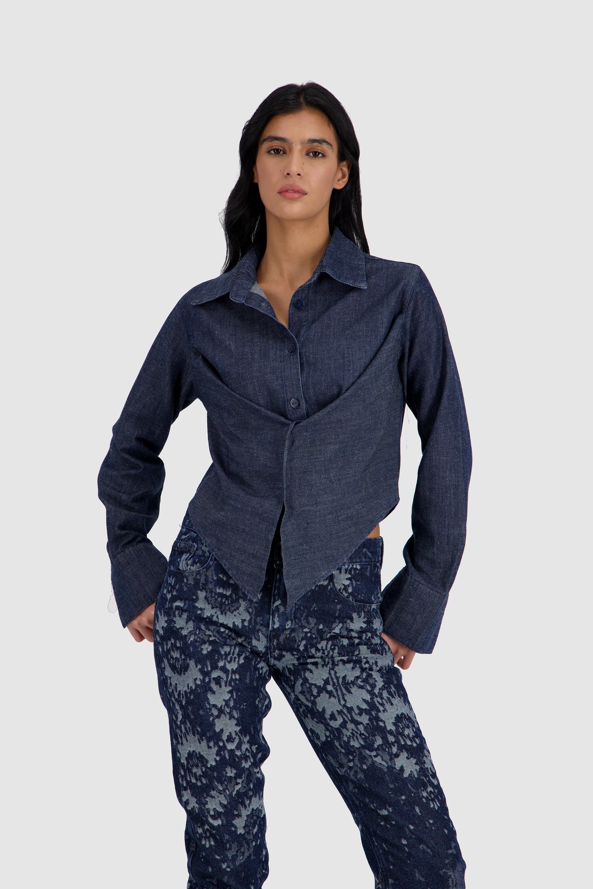 Cinched Waist Shirt -Cali Blue