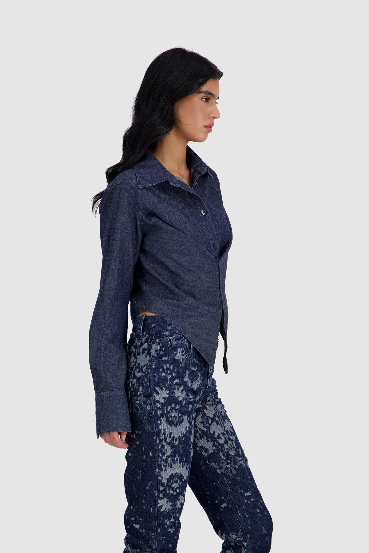 Cinched Waist Shirt -Cali Blue