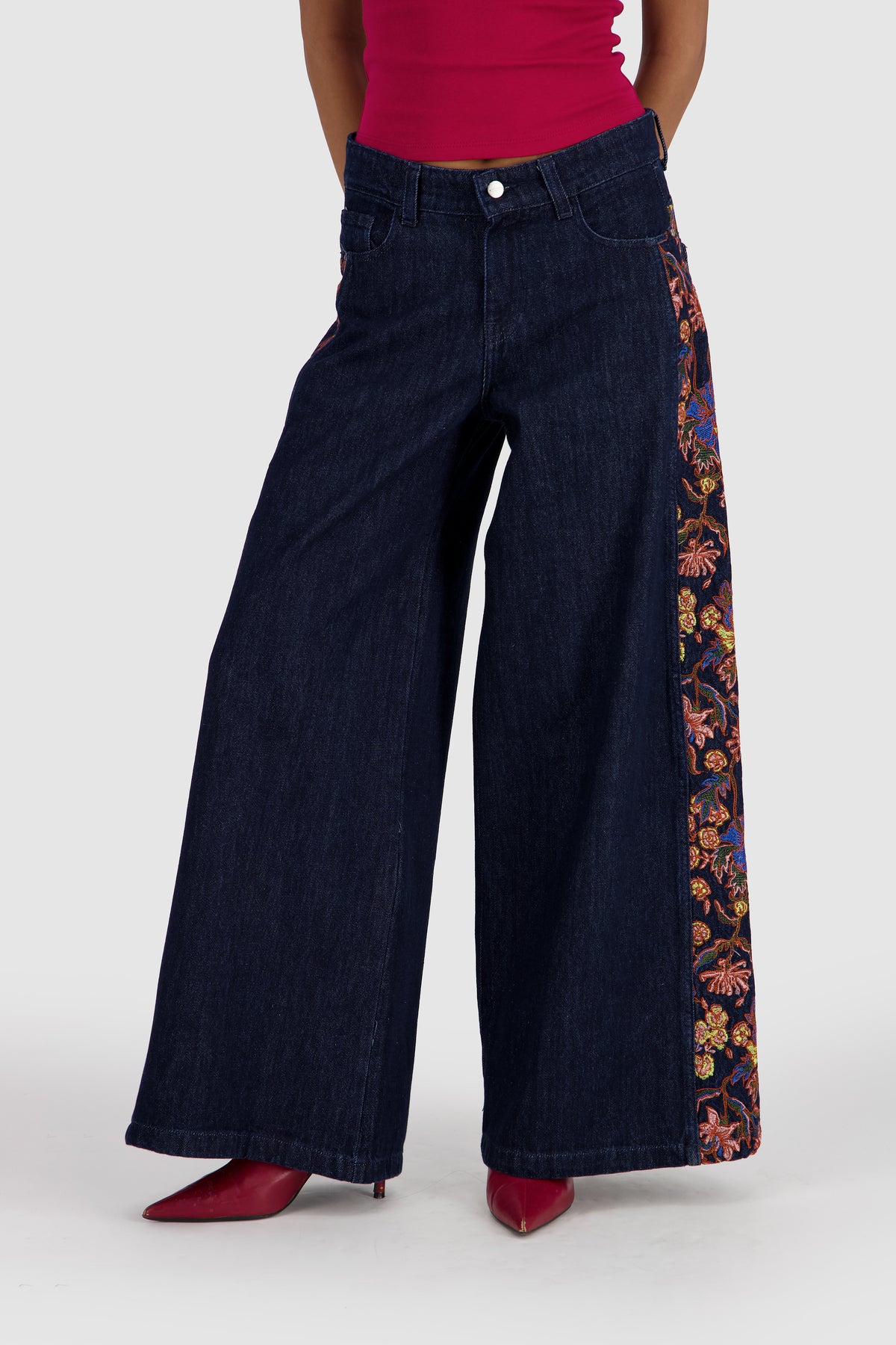 Floral Wide Leg -Midnight Blue