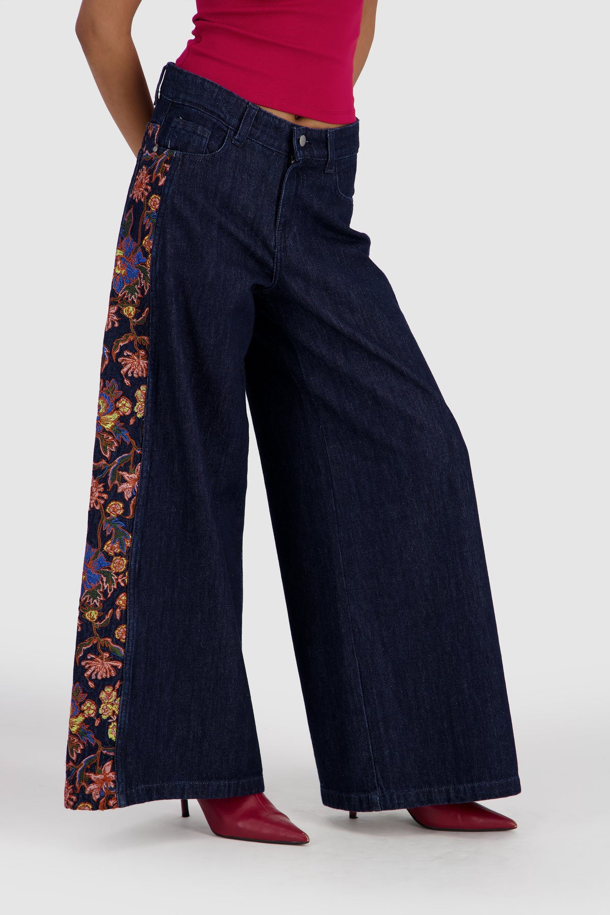 Floral Wide Leg -Midnight Blue