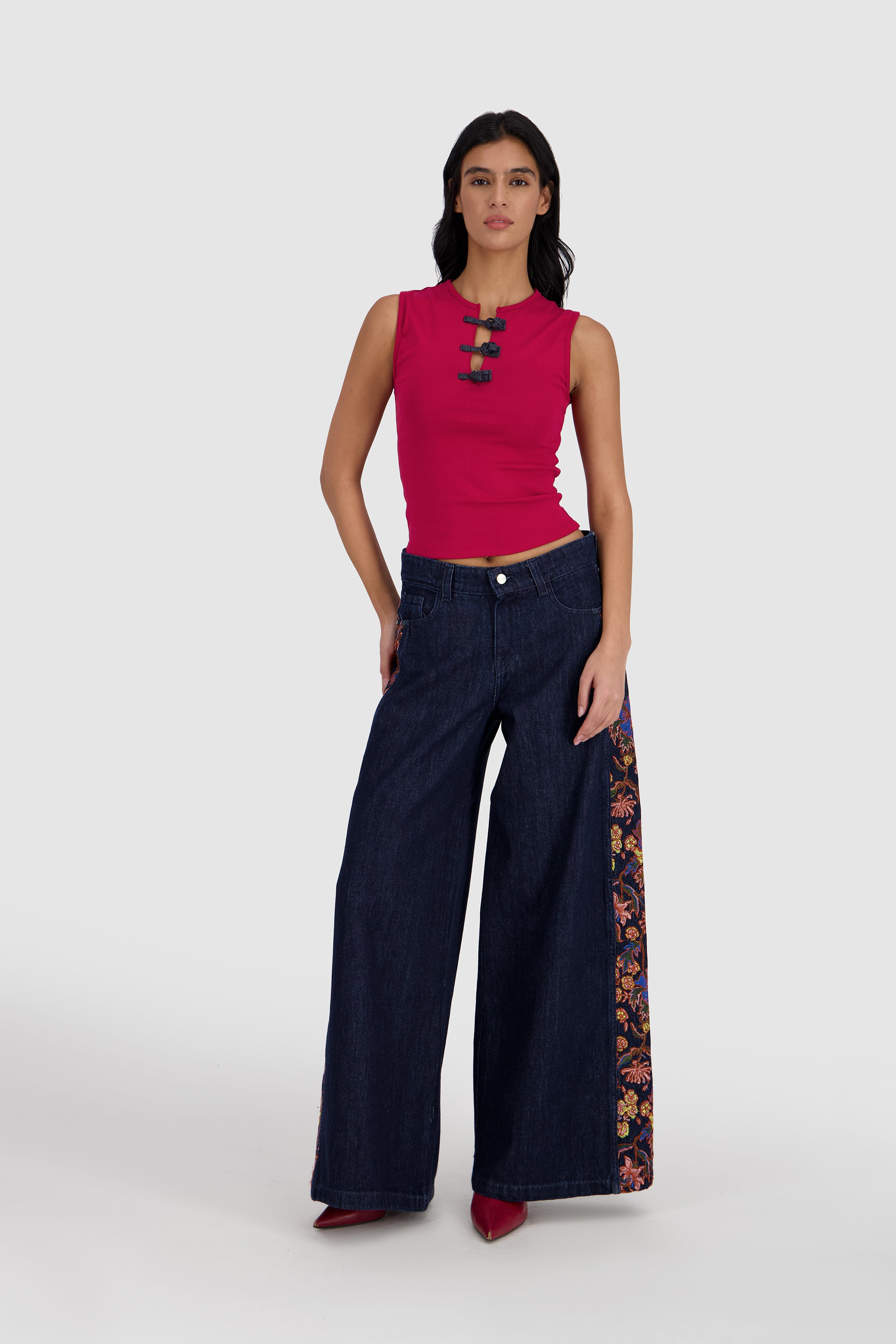 Floral Wide Leg -Midnight Blue