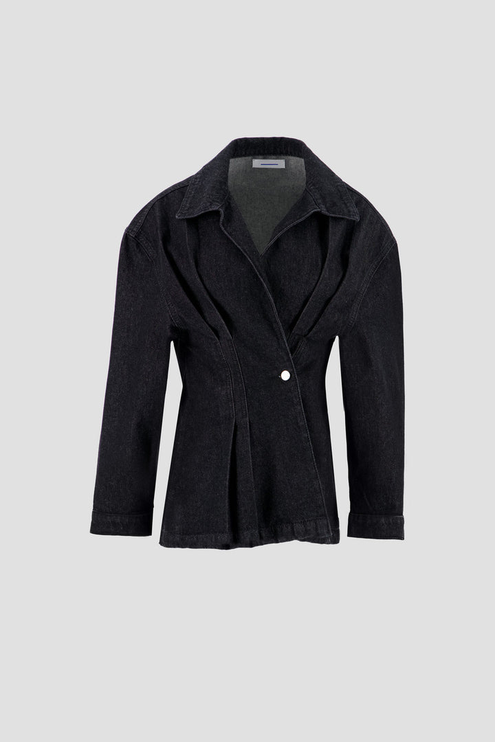 Denim Side Buttoned Shirt - Raw Black