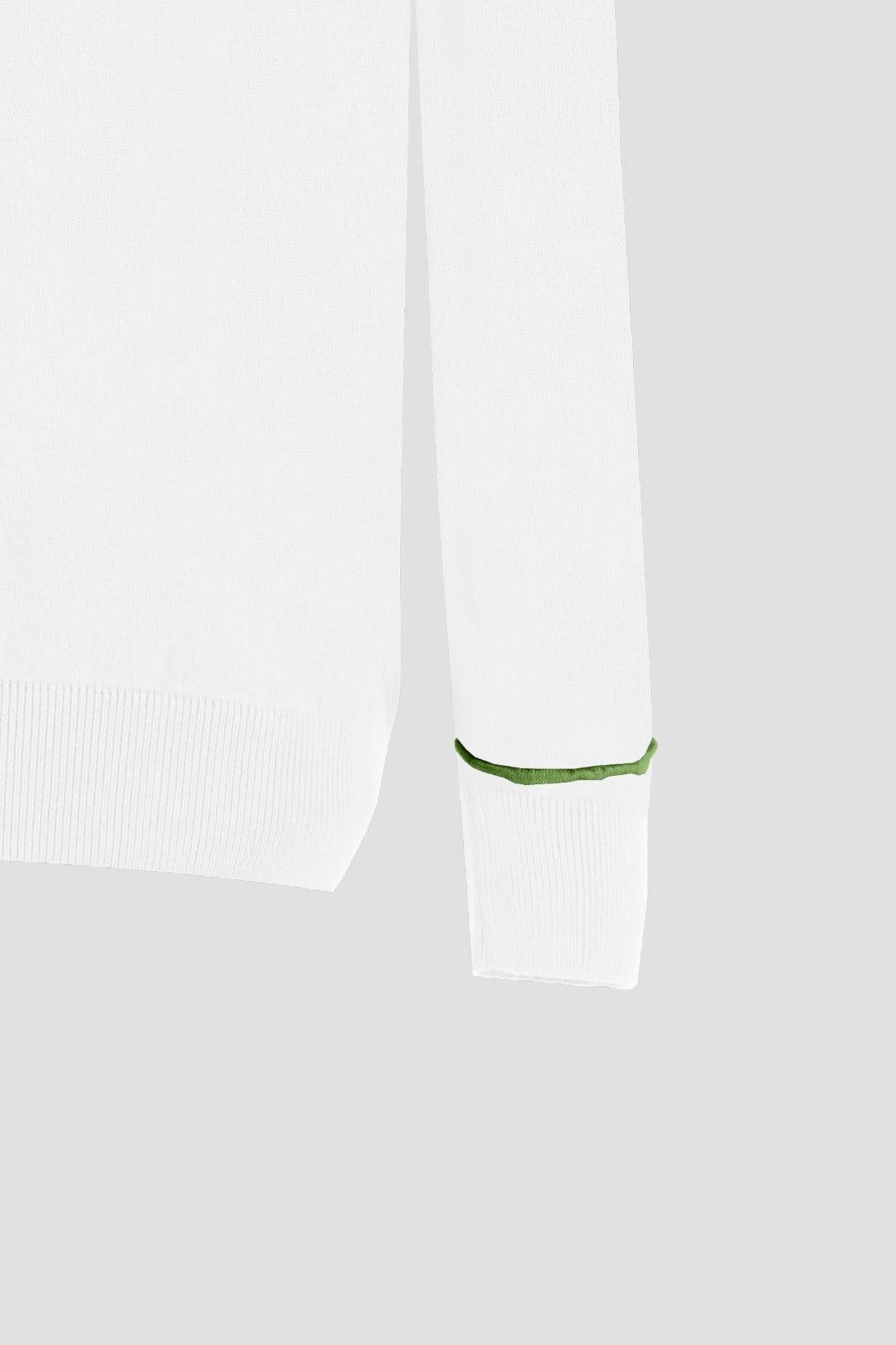 Long Sleeves Contrast T-Shirt - Off white With Green