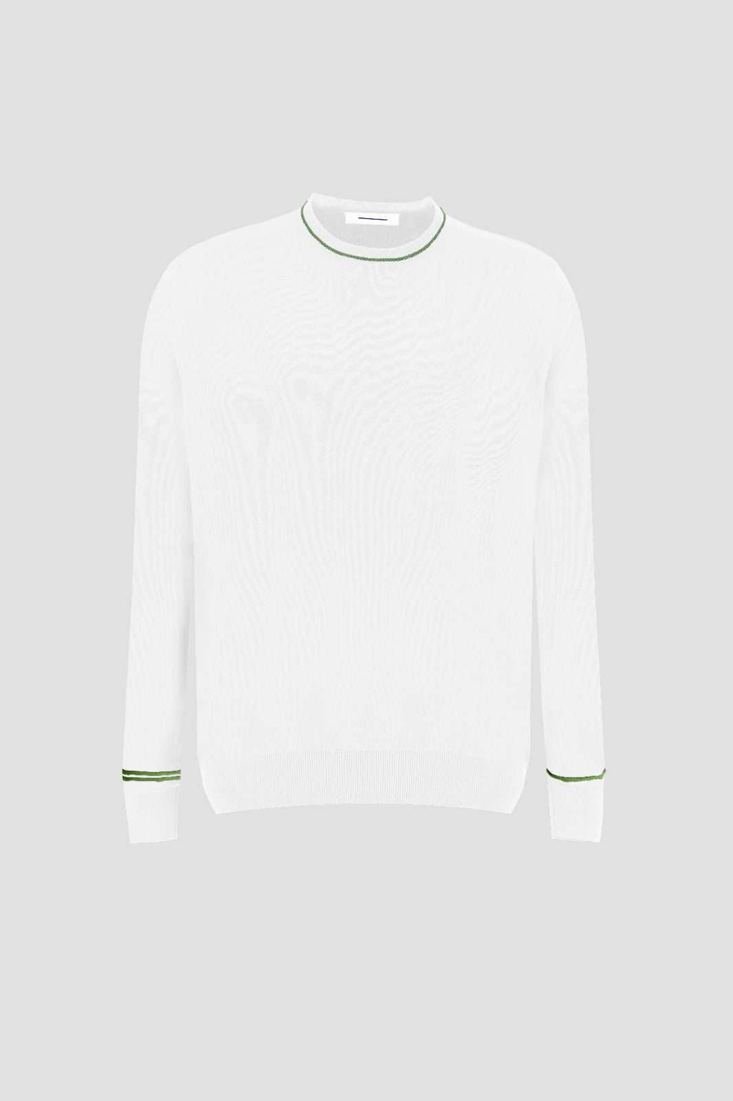 Long Sleeves Contrast T-Shirt - Off white With Green