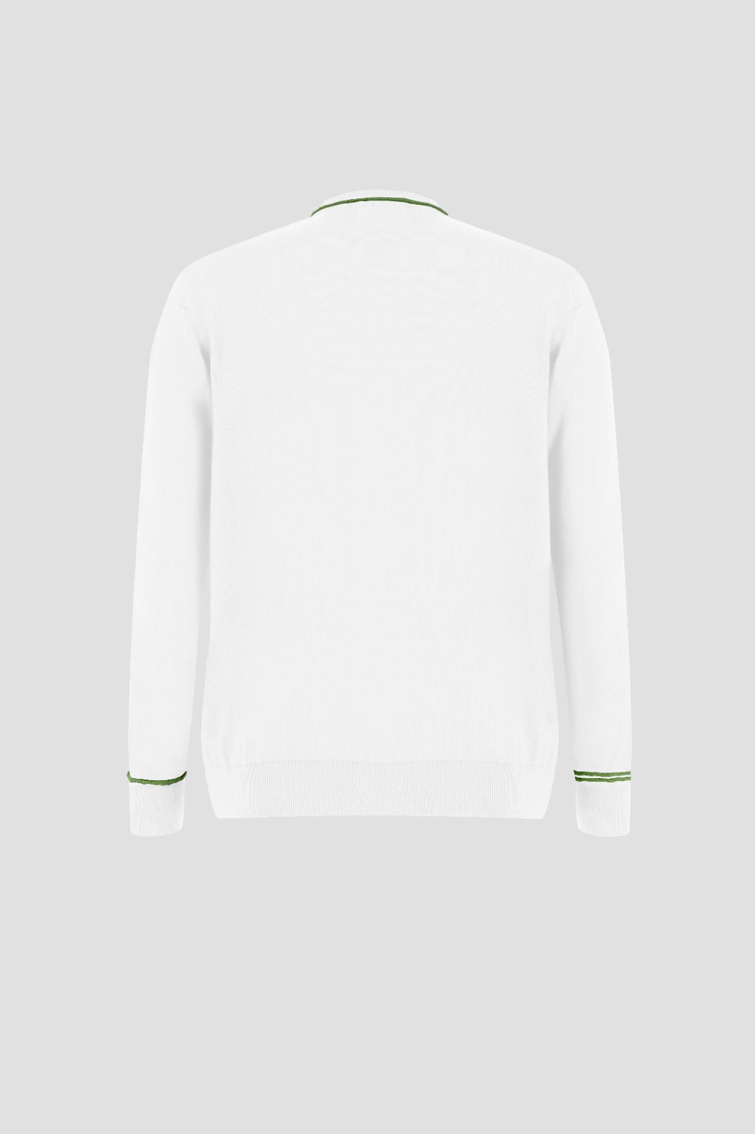 Long Sleeves Contrast T-Shirt - Off white With Green