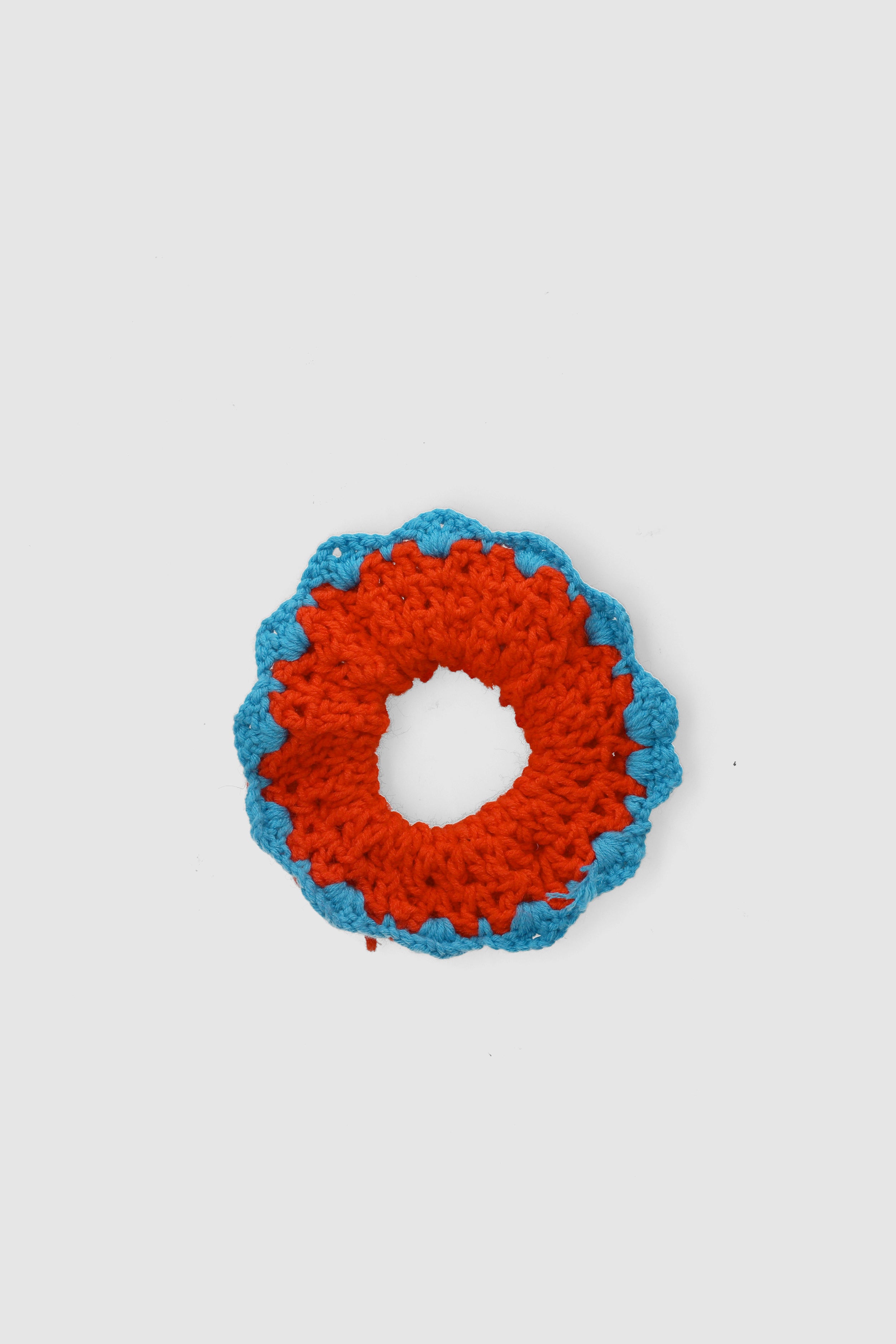 Crochet Scrunchie -Orange X Turquoise