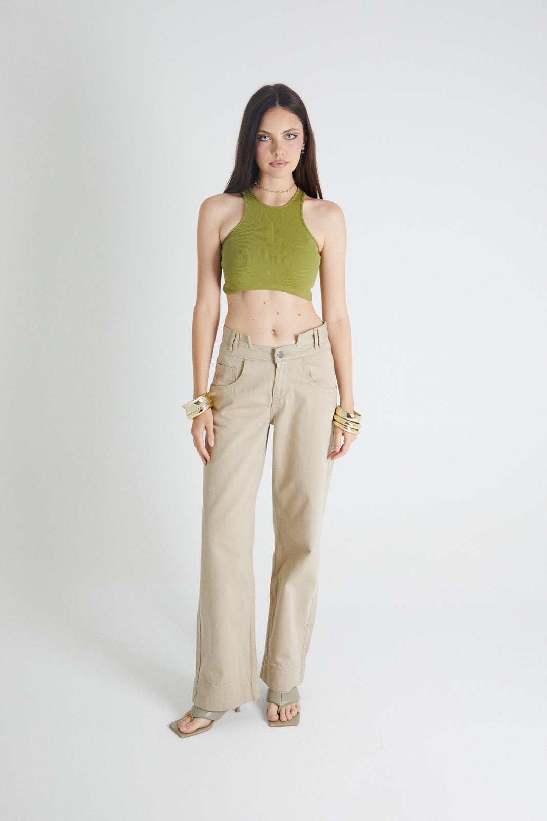 Be-Tank Cropped Olive