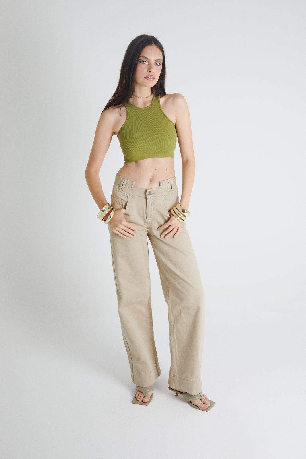 Be-Tank Cropped Olive