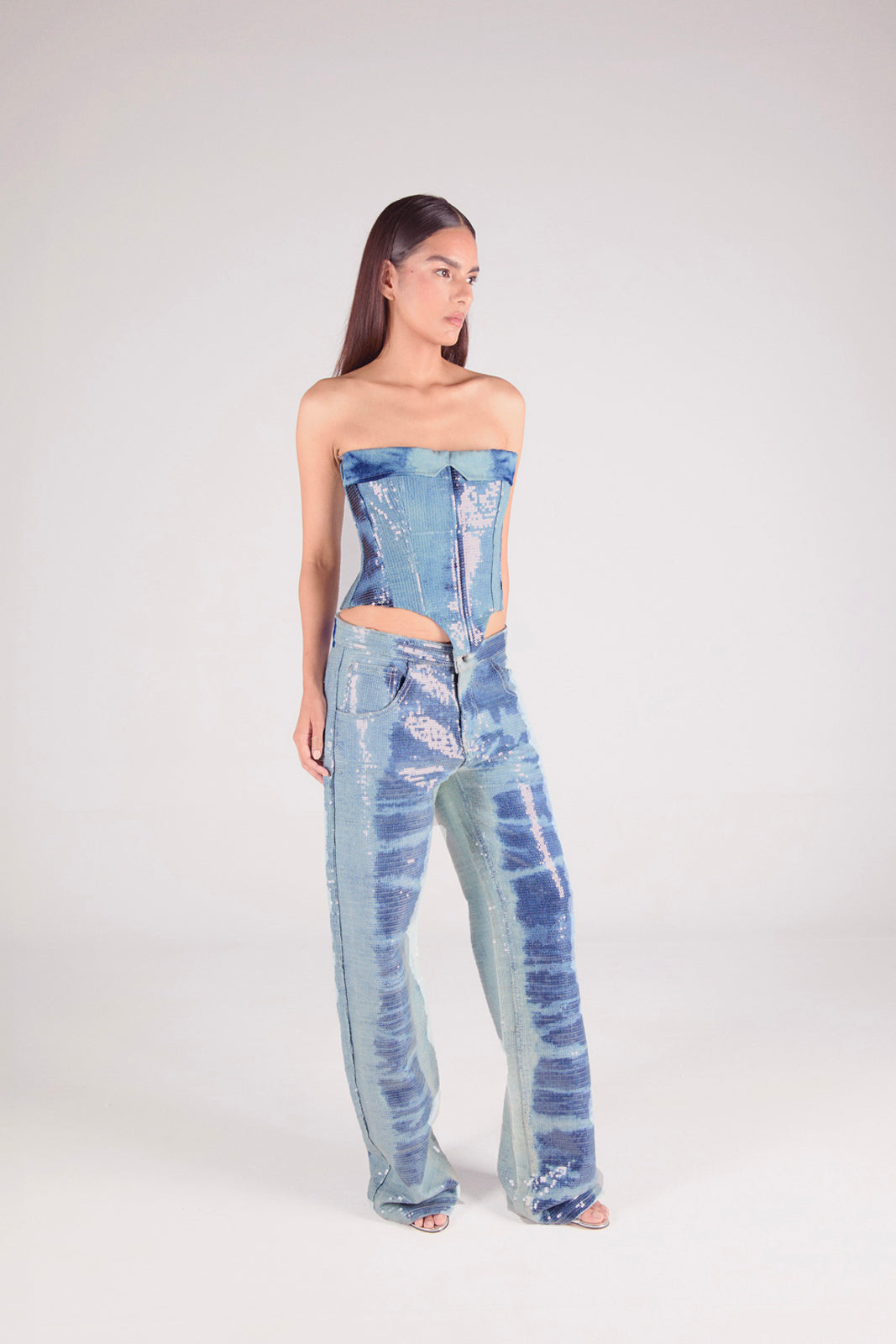 Frosted Folded Over Corset Tie Dye