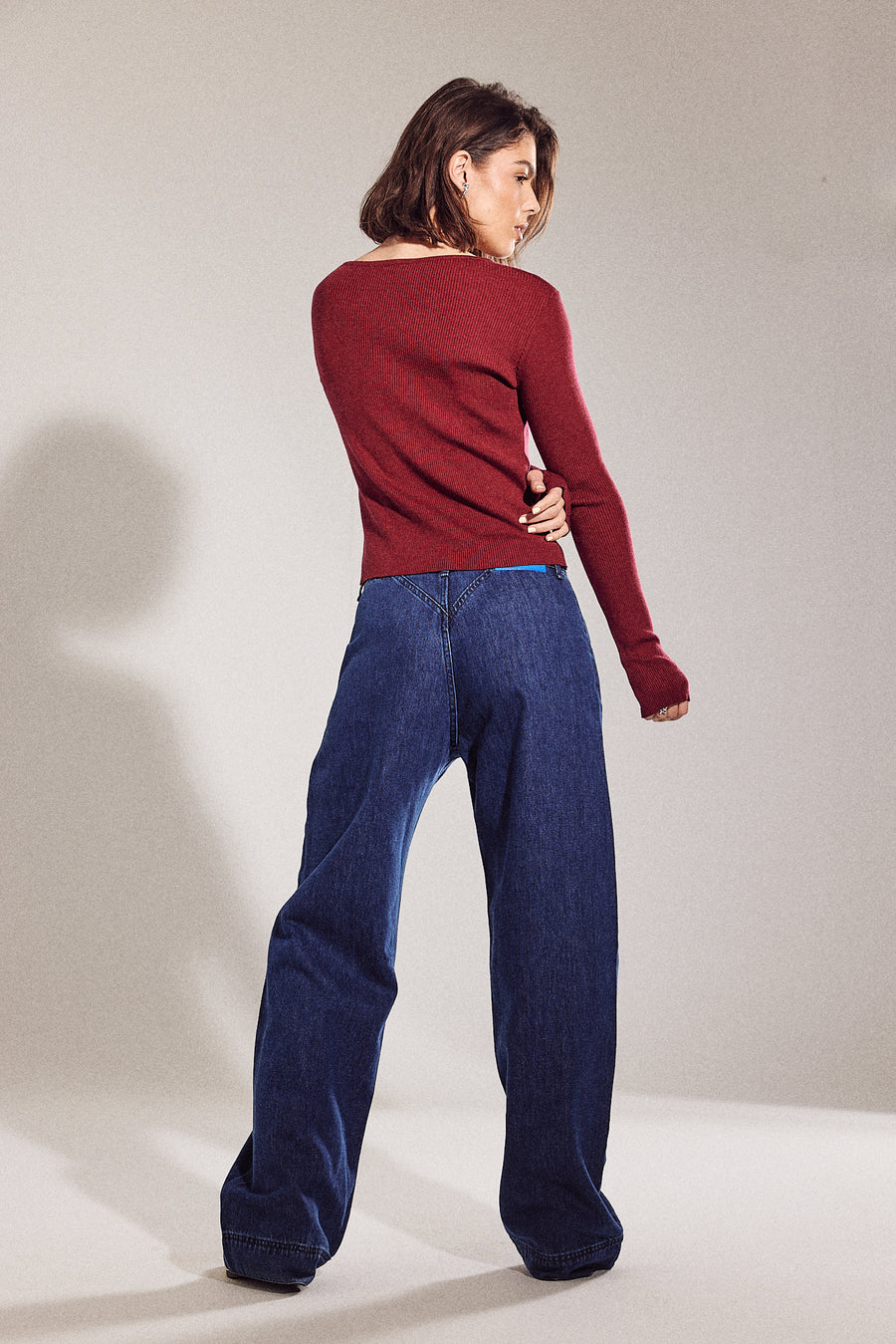 Cut-Out Knit Top Burgundy