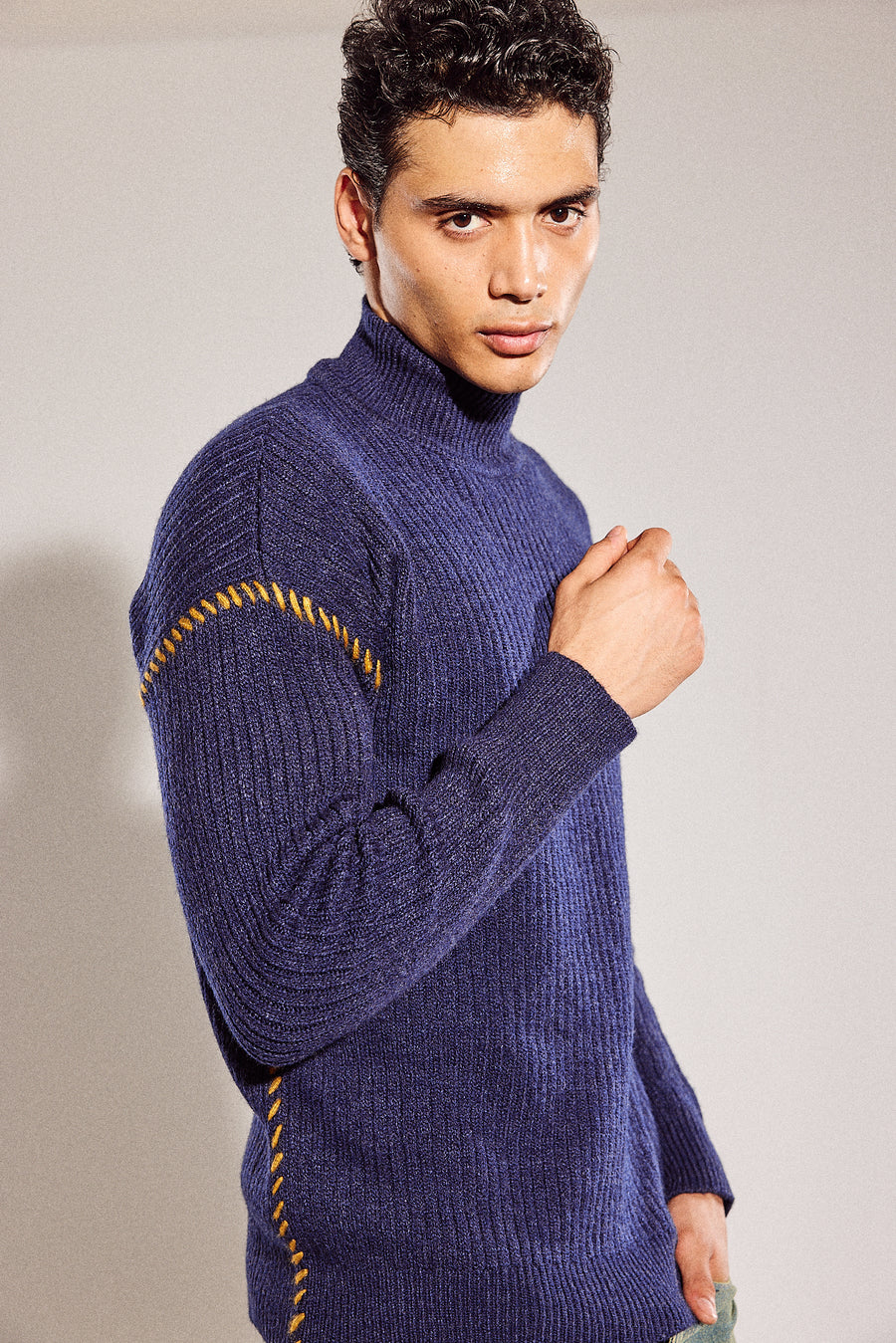 High Neck Jumper Navy Blue